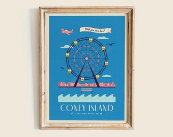 Coney Island Art Print, Wall Art, Coney Island New York Poster