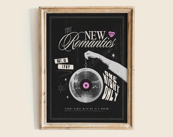 The New Romantics Band Poster, Illustrated Room Decor, Home Decor