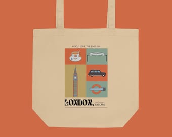 London England Tote Bag, London Boy Organic Cotton Tote Bag, Eco Tote Bag, Canvas Tote