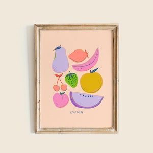 Fruit Salad Art Print, Kitchen Artwork, Fruit Salad Poster, Home Decor, Room Decor