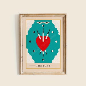 Impressão artística de cartas de tarô do poeta, pôster do poeta torturado, arte de parede ilustrada, decoração colorida para casa