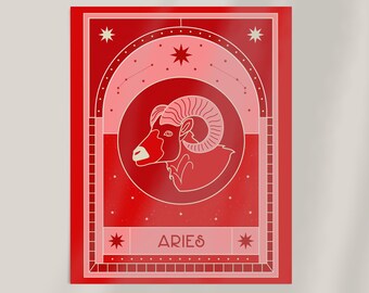 Aries Star Poster Digital Download, Aries Zodiac Poster, Instant Download Print, Zodiac Wall Art, Aries Zodiac Wall Decor