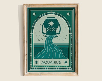 Aquarius Star Poster Digital Download, Aquarius Zodiac Poster, Instant Download Print, Zodiac Wall Art, Aquarius Zodiac Wall Decor
