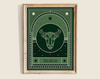 Taurus Star Sign Art Print, Taurus Zodiac Poster, Celestial Wall Art, Zodiac Wall Art, Taurus Zodiac Wall Decor