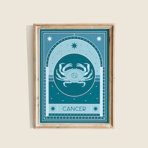 Cancer Star Sign Art Print, Cancer Zodiac Poster, Celestial Wall Art, Zodiac Wall Art, Cancer Zodiac Wall Decor