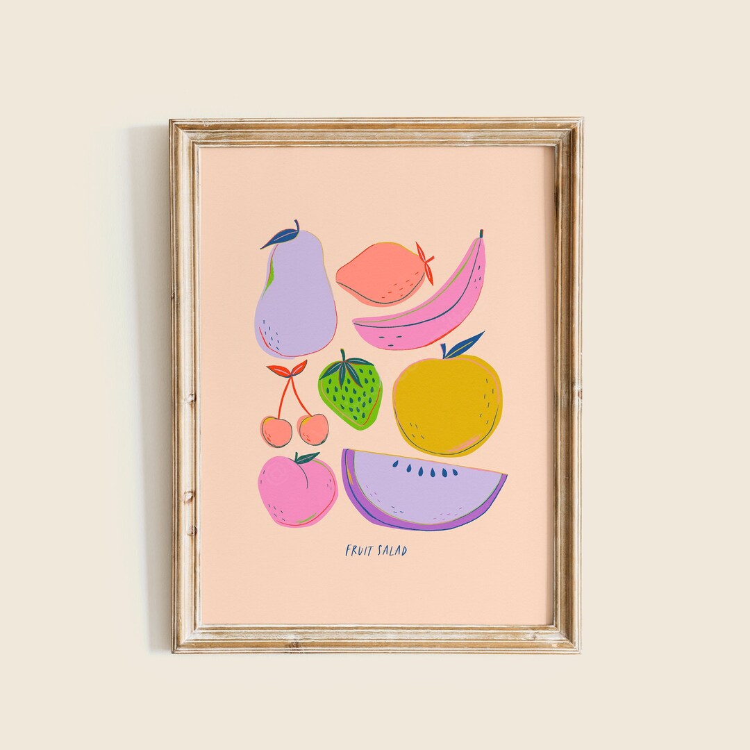 Fruit Salad Art Print, Kitchen Artwork, Fruit Salad Poster, Home Decor