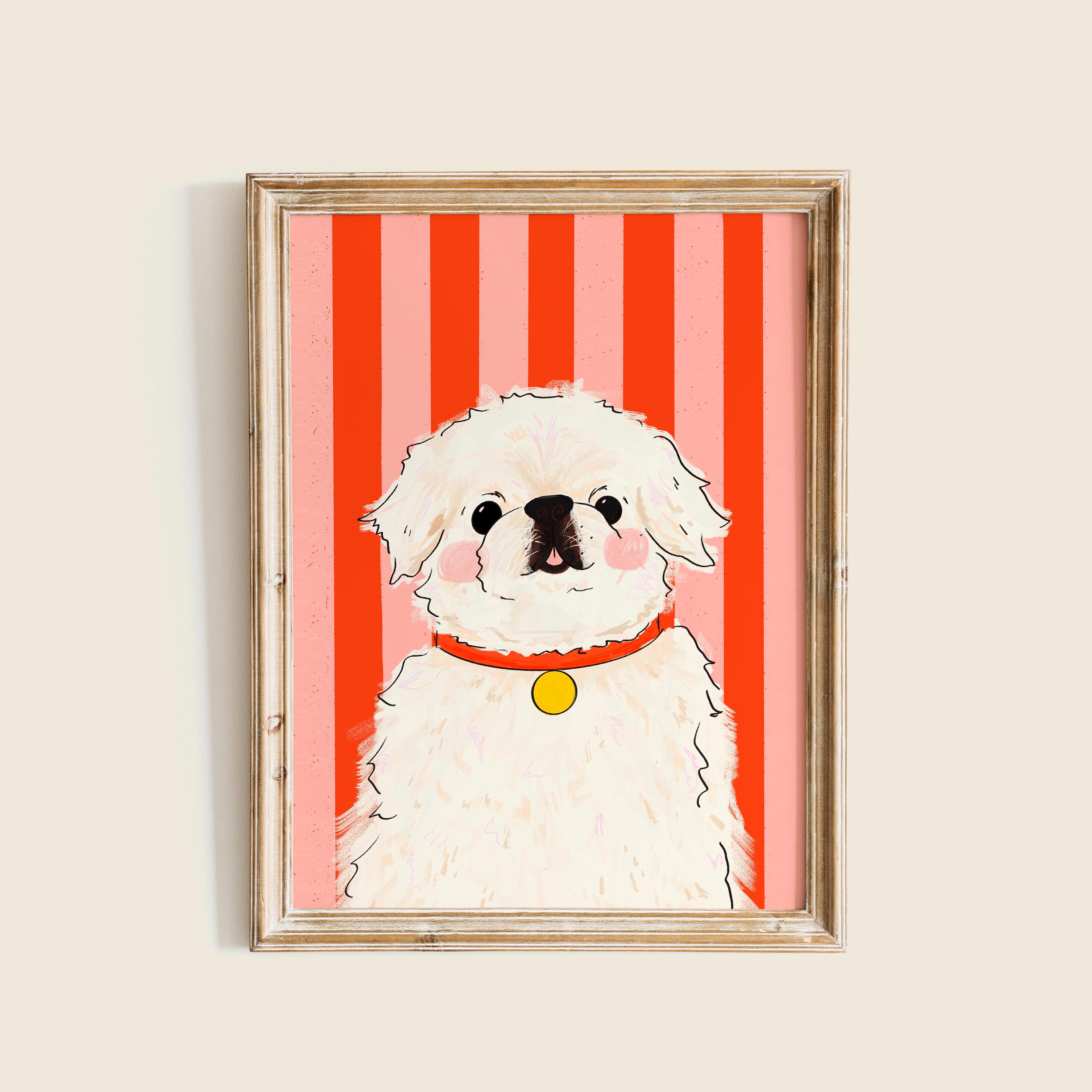 Custom Illustrated Pet Portrait | Digital Printable Wall Art | Whimsical Illustrated Dogs, Cats, Etc. | Made to Order Portraits