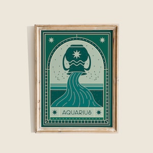 Aquarius Star Sign Art Print, Aquarius Zodiac Poster, Celestial Wall Art, Zodiac Wall Art, Aquarius Zodiac Wall Decor