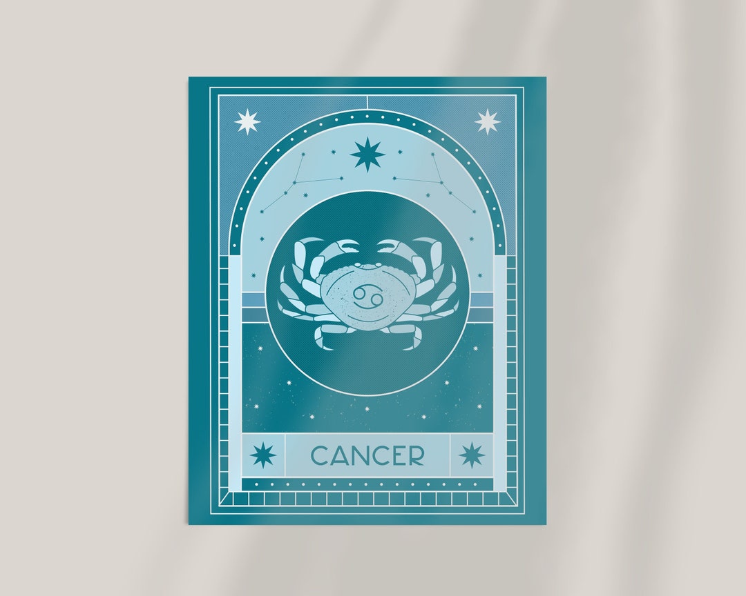 Cancer Star Sign Poster Digital Download, Cancer Zodiac Poster, Instant
