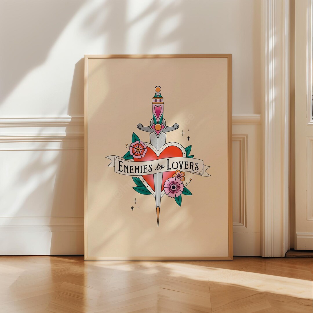 Enemies to Lovers Digital Art Print, Bookish Home Decor, Book Trope ...