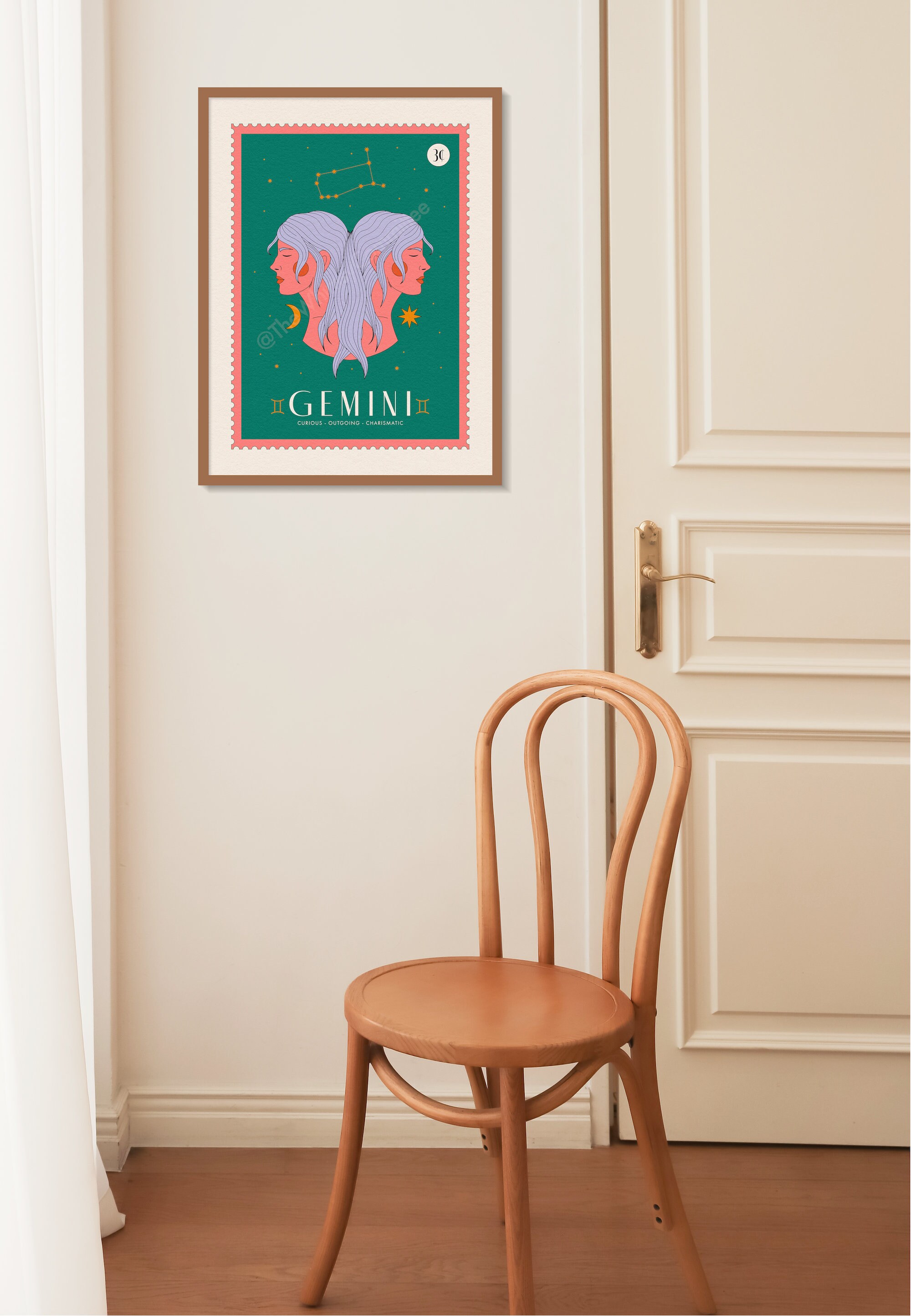 Gemini Star Sign Art Print, Gemini Zodiac Poster, Celestial Wall Art ...