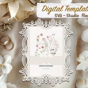 Hochzeitseinladung SVG, Laser geschnitten Hochzeitseinladung, Lace Edge Einladung SVG, Cricut Hochzeitskarte, Hochzeitseinladung Vorlage SVG
