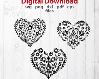 Floral Heart SVG: Flower Wreath Cut Files (digital Download) - Etsy