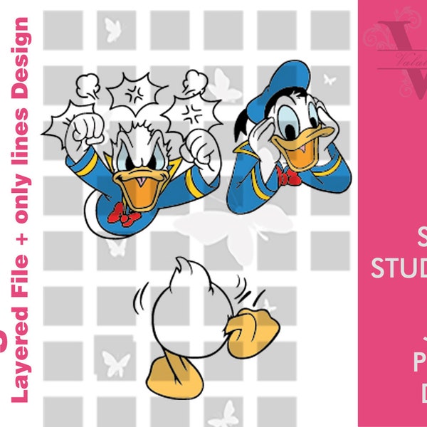 Donald Duck - #3 -happy Donald duck svg,angry Donald duck SVG,Layered file,Donald Duck SVG,Donald Duck Clipart, Silhouette, Donald Cricut