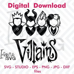 Villains Inspired cut file Svg, Villan, Halloween Villains Svg, Halloween Svg, Evil Queen Svg, Cricut, Silhouette Cut Files