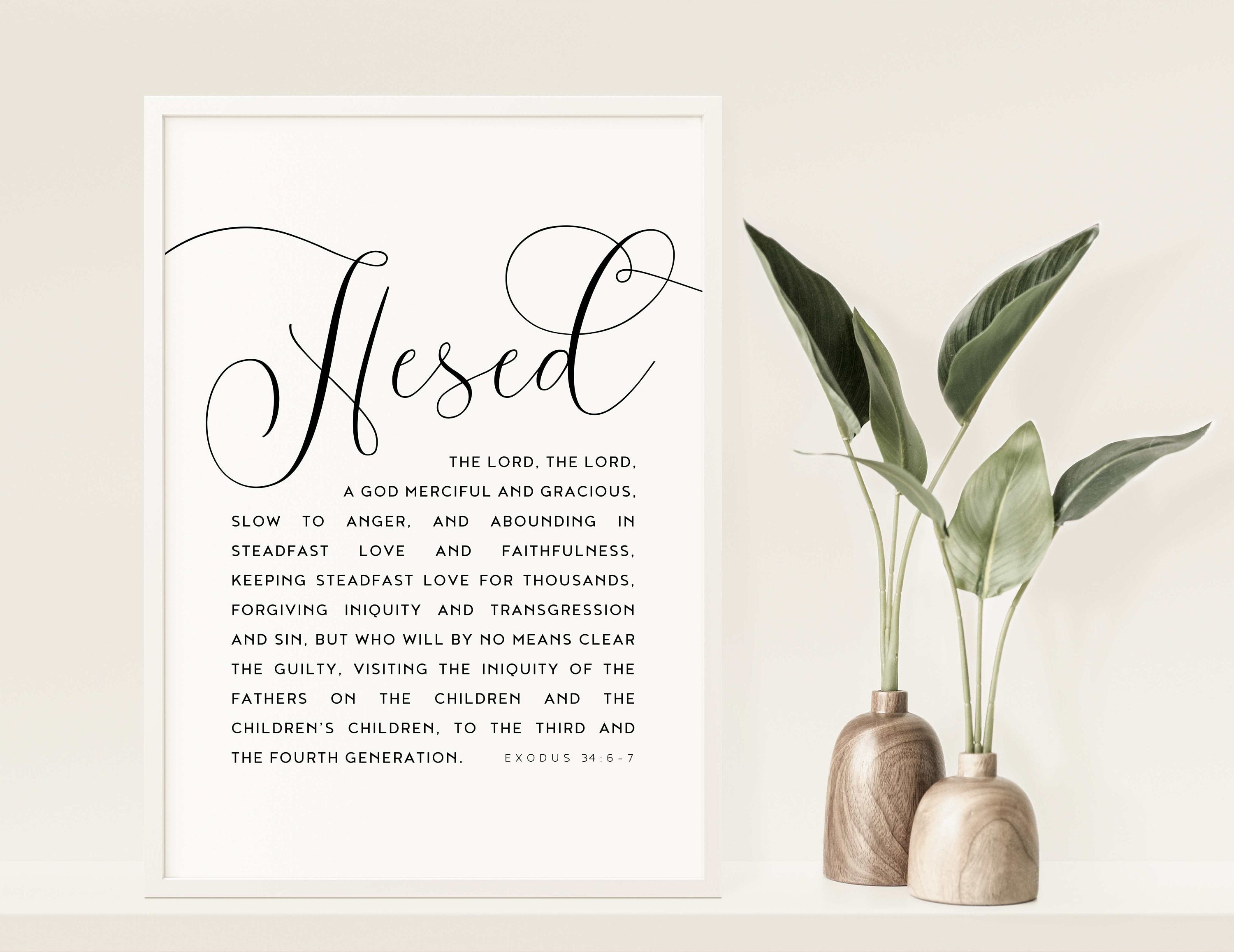 Exodus 34 6 7 Hesed Steadfast Love Bible Verse Wall Art Etsy