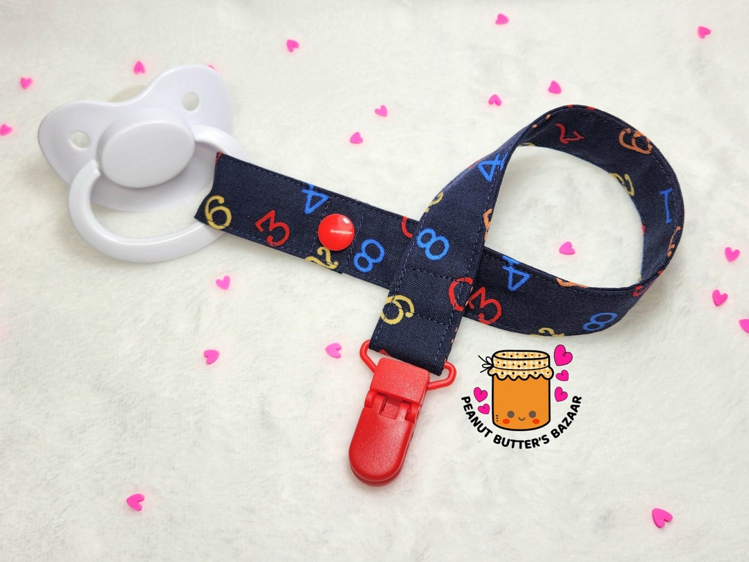 Count the Numbers snap Version ADULT Pacifier Clip long Length for ...