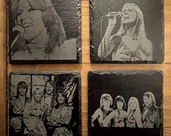ABBA 80s Pop Legends Laser Engraved Slate Coaster - Set of four coasters