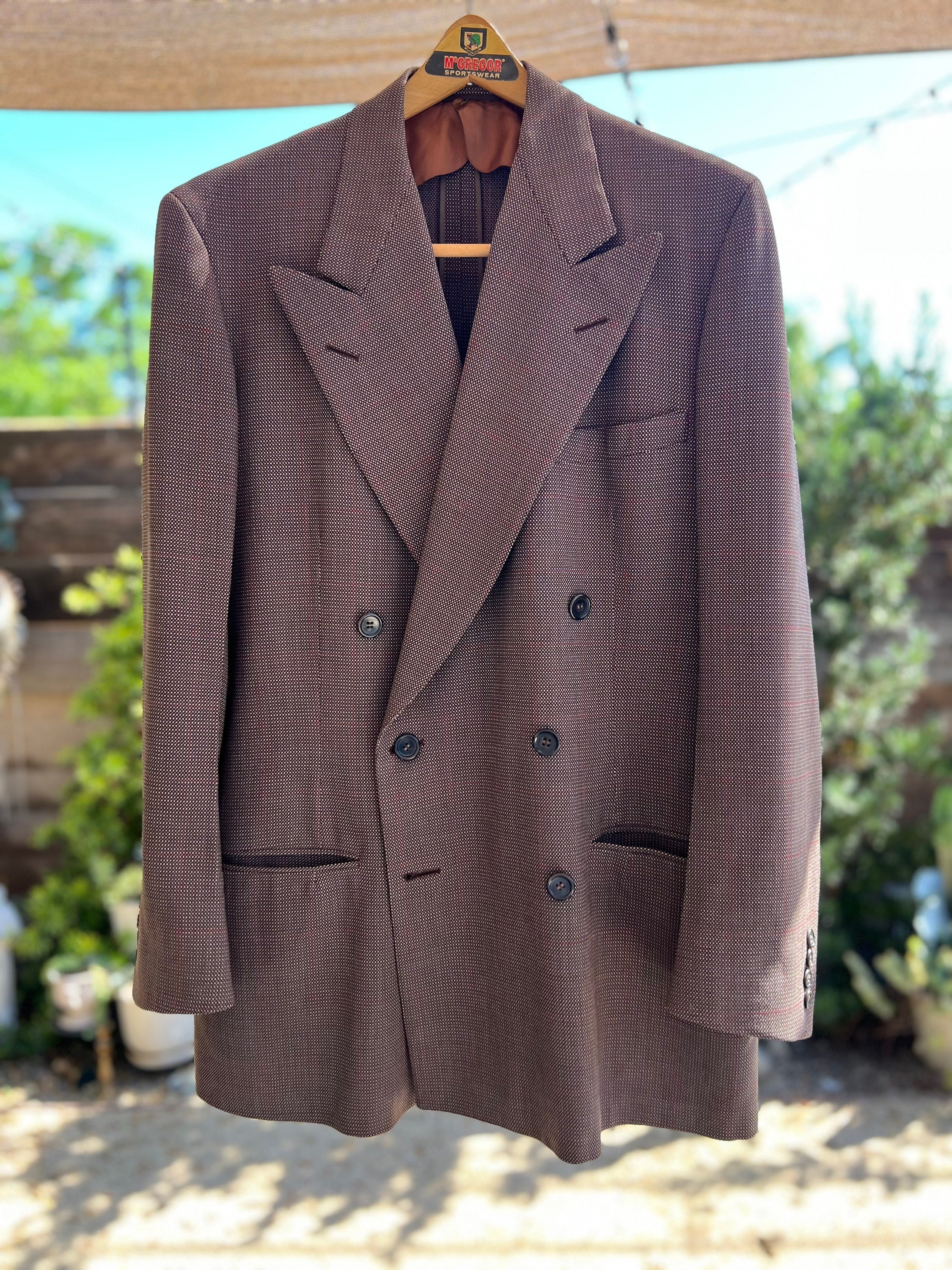 VINTAGE COAT CHANEL LONG TWEED BROWN M 40 WOOL BUTTONS LOGO CC COAT