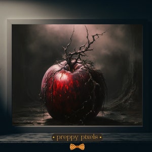 Witchy Decor Halloween Poison Apple Original Wall Art Printable Halloween Rustic Halloween Decor Dark Halloween Painting Rustic