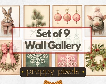 Christmas Gallery Wall Print Set: Vintage Winter Art (Digital Download)