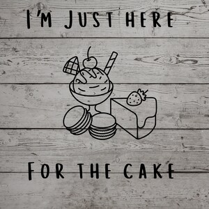 Je suis juste là pour le gâteau Svg, ici pour le gâteau png, desserts Svg, desserts Cricut, pour les amateurs de gâteaux