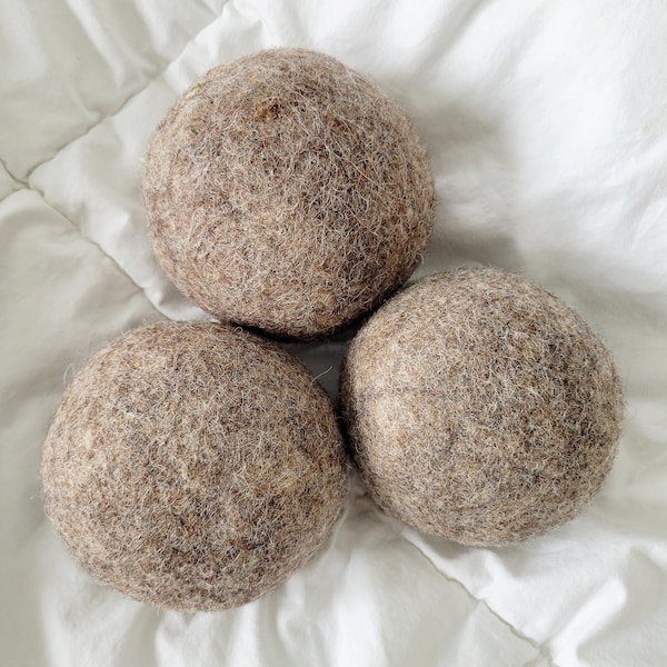 Premium Alpaca Fiber Dryer Balls - Natural Fabric Softener -  Eco-Friendly Dryer Balls for Soft Clothes and Reduced Drying Time - Set of 3