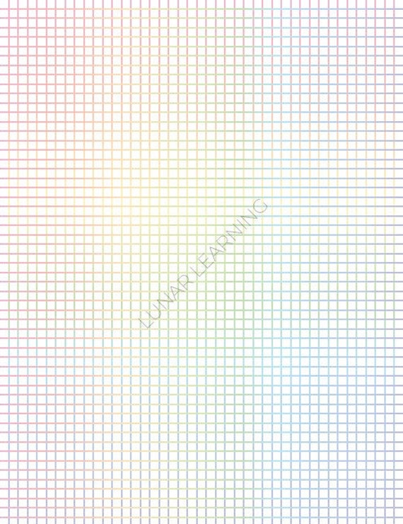 pastel rainbow printable graph paper pdf set of 4 a4 us etsy