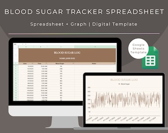 Registro de azúcar en sangre / Rastreador de hojas de cálculo / Plantilla de Hojas de cálculo de Google / Registro de glucosa