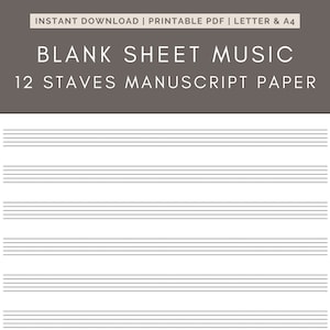 Blanko Noten - 12 Notensysteme druckbares Notenpapier PDF