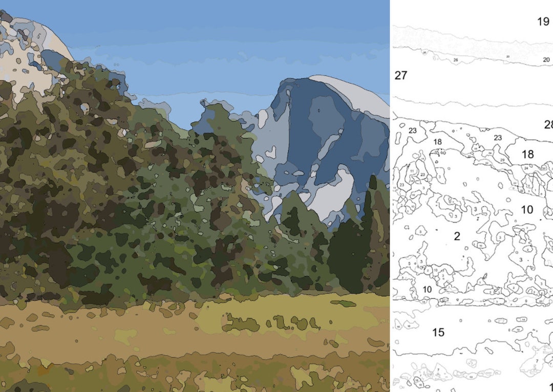 Color by Number / Paint by Number Yosemite National Park Etsy