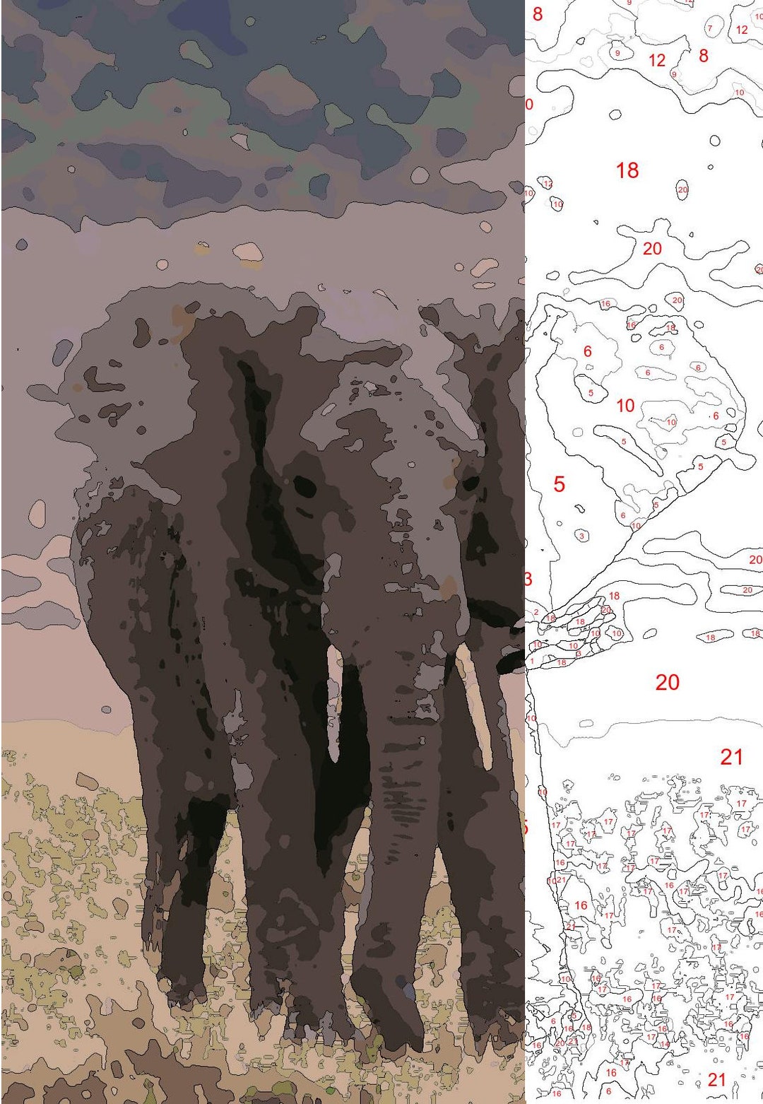 Color by Number / Paint by Number Elephant Etsy