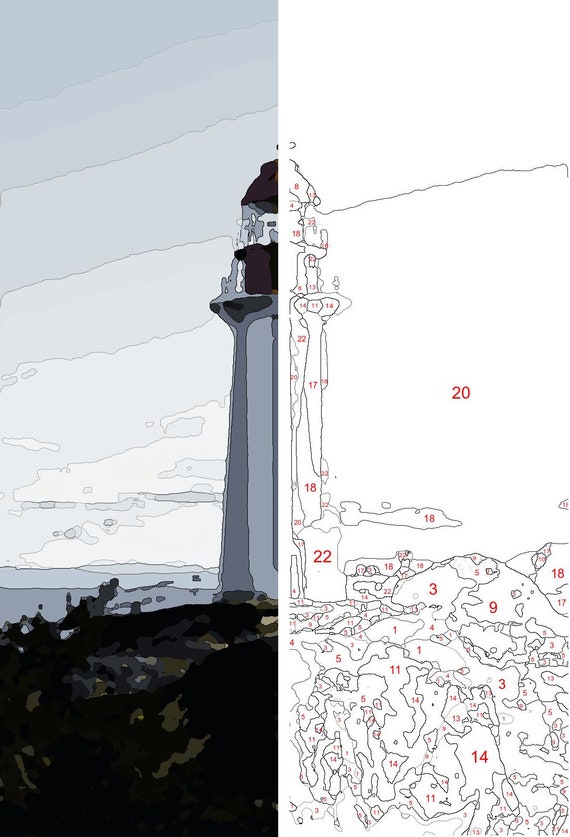 Color by Number / Paint by Number Vancouver Light House Etsy