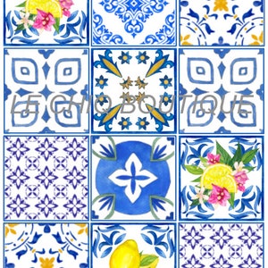 POSITANO Lemon Digital Download | AMALFI COAST | Tiles | Cake Wrap | Digital Download | Lemon Tile | Italian Tiles | Lemons | Edible Image