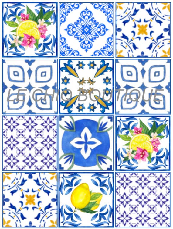 POSITANO Lemon Digital Download | AMALFI COAST | Tiles | Cake Wrap | Digital Download | Lemon Tile | Italian Tiles | Lemons | Edible Image