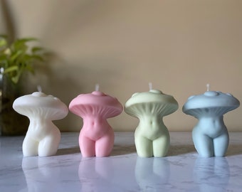 Goddess Mushroom Candle | Cottagecore Aesthetic Home Decor | Mushroom Decor |
