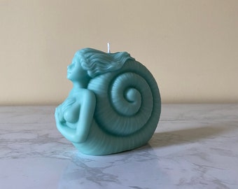 Mermaid Candle/ Lady Seashell Candle/ Mermaid Shell Candle/ Beach Candle/ Shell Candle/ Coastal Home Decor /Candle Gift/ Mothers Day Gift