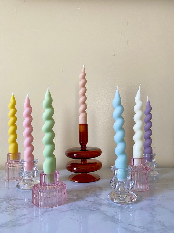 Soy Beeswax Spiral Taper Candles, Unique Candle Gift