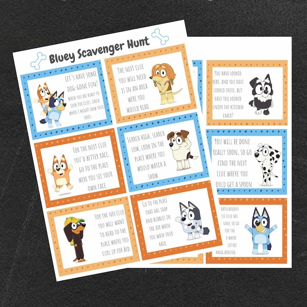 Bluey Themed Scavenger Hunt for Kids