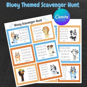 Editable Bluey Themed Scavenger Hunt for Kids Etsy Canada