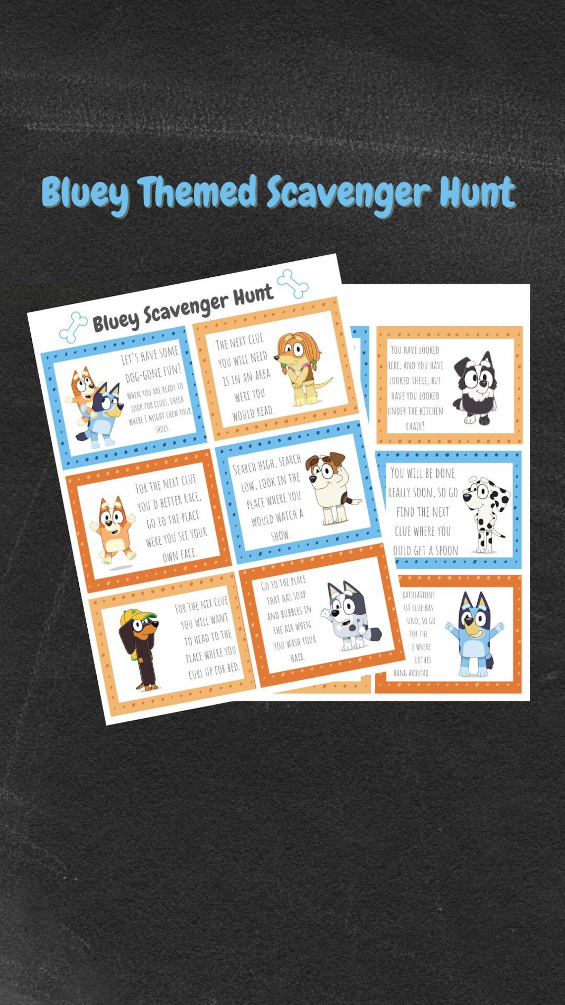 Bluey Themed Scavenger Hunt for Kids - Etsy Canada