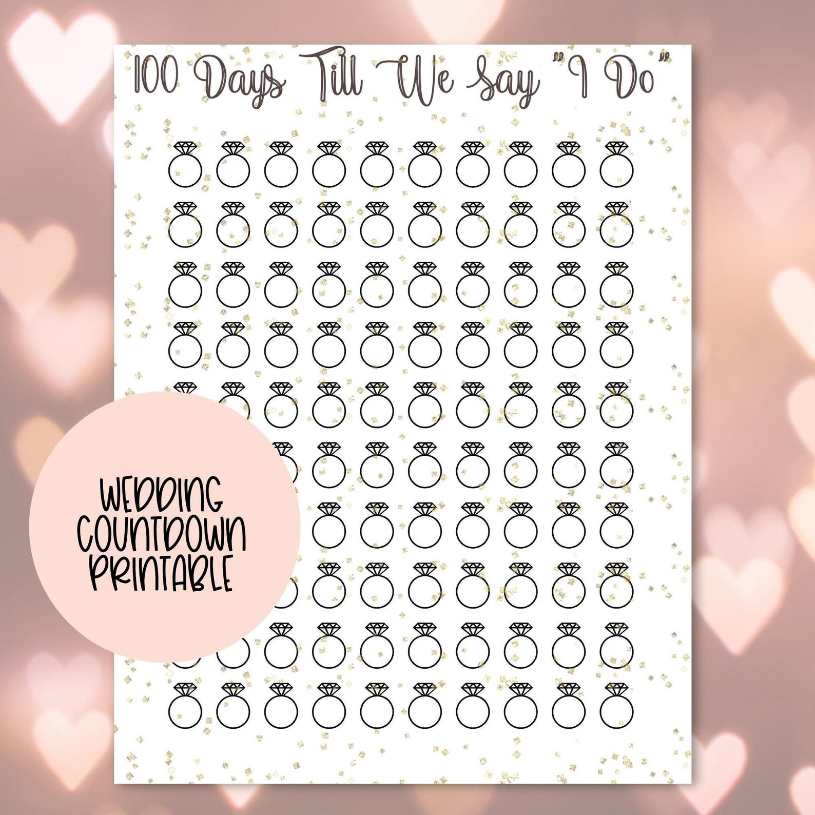 Printable Wedding Countdown 100 Days Till We Say I Do - Etsy