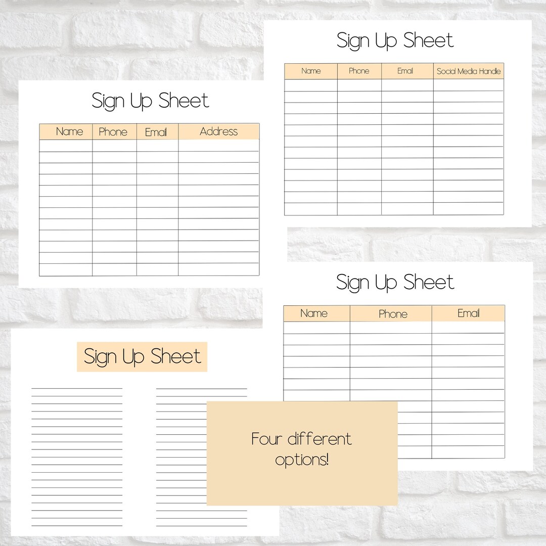 Printable Sign up Sheet Sign in Template Sign in Download Sign in ...