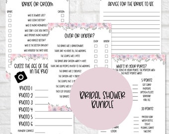 Paquete de ducha de boda imprimible floral / Descarga digital