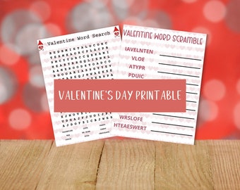Valentine Word Search & Scramble | Valentine Digital Download