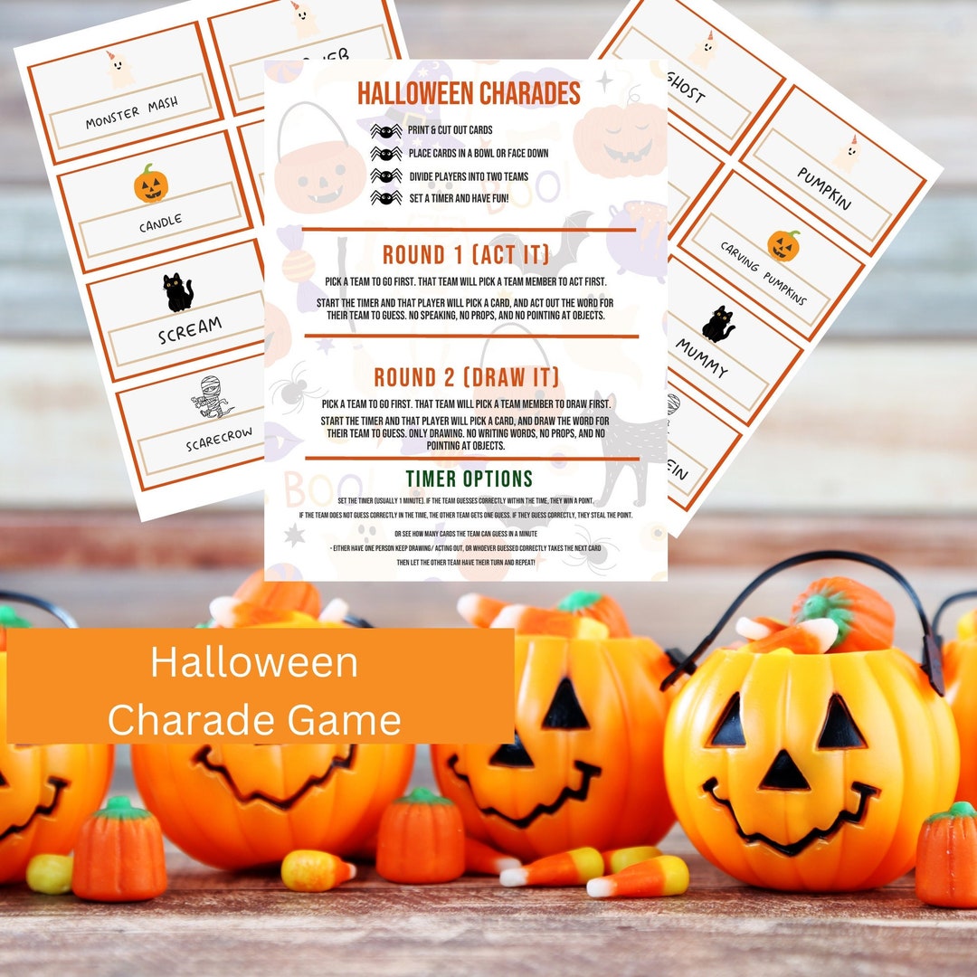 Halloween Printable Charades | Family Fun | Printable Games | Instant ...