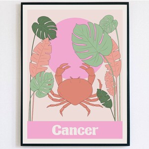 Cancer Star Sign Poster, Astrology Art, Zodiac Wall Art, Cancer Illustration, Cancer Wall Decor, Cancer Birthday Gift