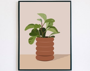 Peperomia Print, Green Plant Poster, Botanical Wall Art