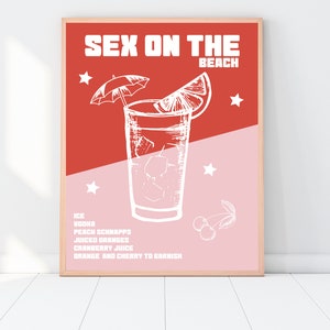 Sex On The Beach Cocktail Print, Wall Art Sex On The Beach Print, Cocktail Drink Print, Sex On The Beach Poster, Cocktails Wall Art