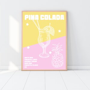 Pina Colada Cocktail Print, Pina Colada Poster, Cocktail Drink Print,  Pina Colada Poster, Cocktails Wall Art